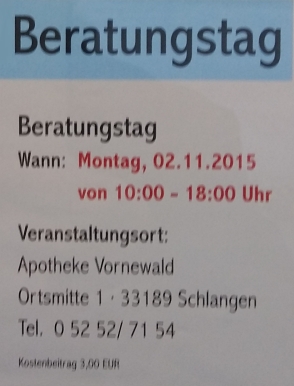 Gesundheit beginnt im Darm - Beratungstag in der Apotheke Vornewald in Schlangen