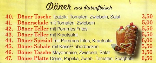 Döner bei Pizza Mara in Schlangen