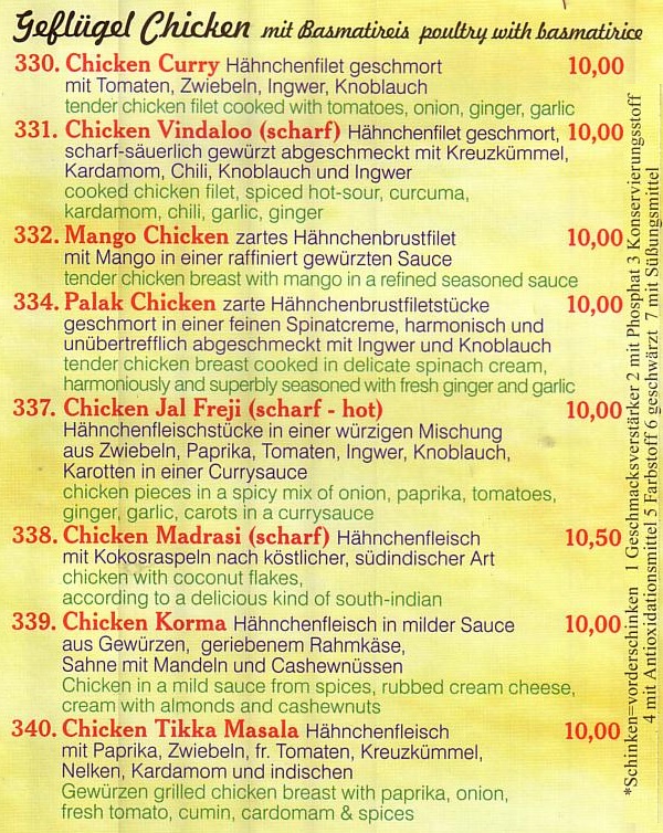 Geflügel bei Pizza Mara in Schlangen