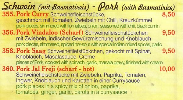 Schweinefleisch bei Pizza Mara in Schlangen