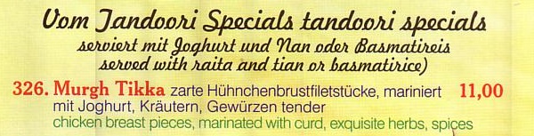 TTandoori bei Pizza Mara in Schlangen